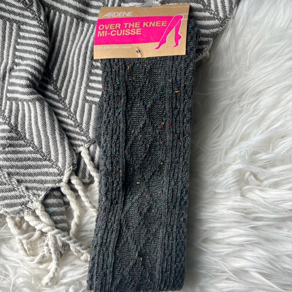 NEW Ardene Multicolour Grey Wool Over-The-Knees Socks